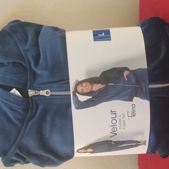 NWT Felina Blue Velour Women's Hoodie & Jogger Set - Picture 7 of 7
